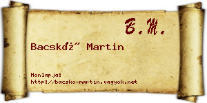 Bacskó Martin névjegykártya